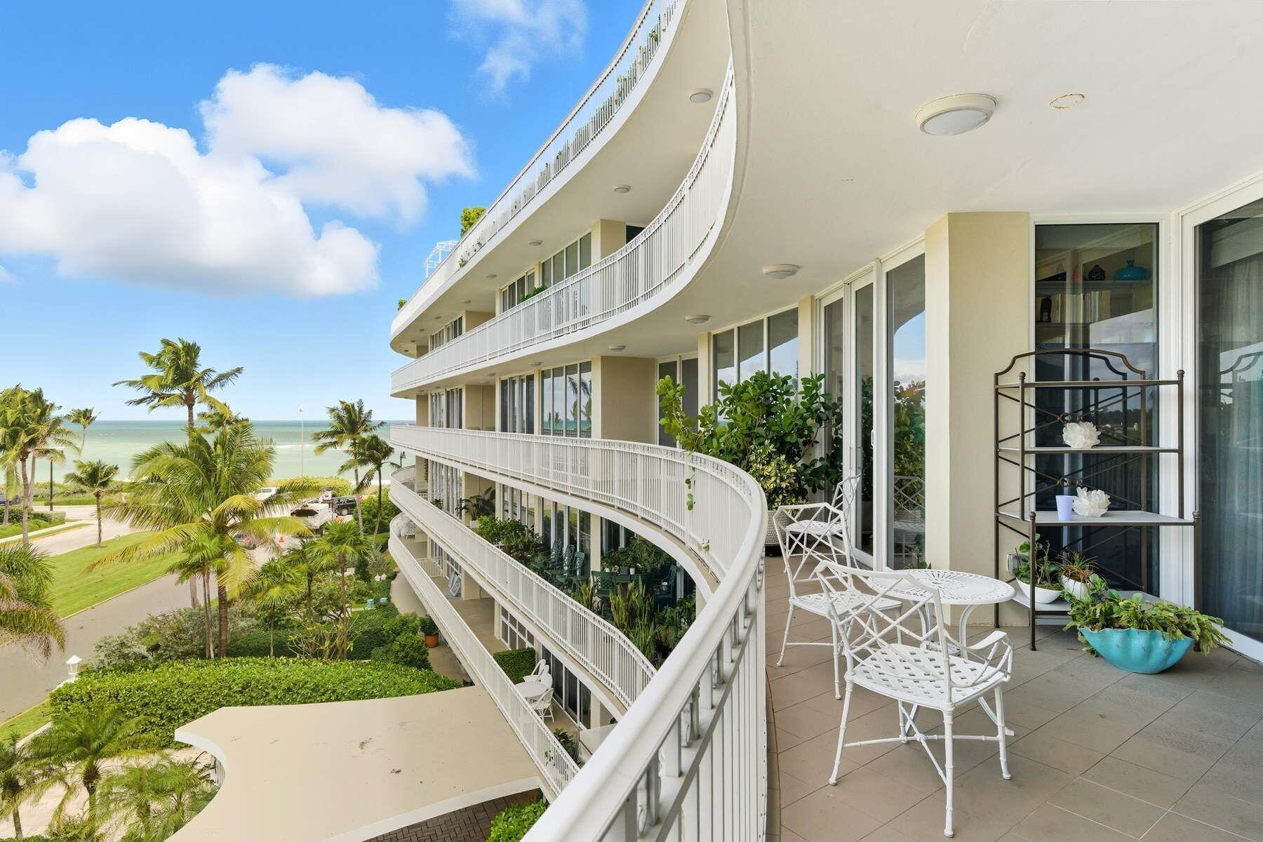 This is a very special location-at the beachfront end of Royal Palm Way with views east to the blue Atlantic and unimpeded views north over the treetops to the Breakers. Very large for an in-town 2 bedroom, F4 has over 2,000 sqft of living space and was renovated with an eye to making the most of the layout's opportunities for water views. You'll wake to ocean sunrises from the primary bedroom and delight your guests with their bedroom's own access to the water view terrace. The apartment has high ceilings, full impact glass and loads of storage space. Very unusually for a 2 bedroom apartment it has 3 AC zone for maximum comfort. Add in a full-time doorman and building manager, garage parking and a back door gate to the beach and you have one pretty idyllic Palm Beach home.