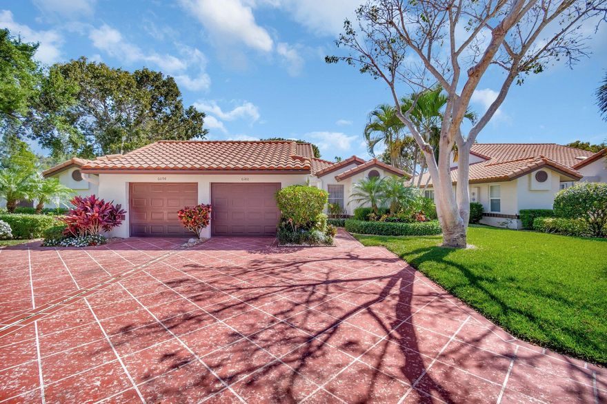 HUNTINGTON POINTE--SUPER ACTIVE ADULT COMMUNITY. Experience modern luxury at 6100 Waldwick Circle in the heart of Delray Beach, Florida. This recently renovated villa, Monaco model stretches across a generous 1,638 Liv SqFt, providing ample space for comfort and style with a one-car garage and a spacious two-car driveway. Proudly standing as a testament to elegance and class, the villa showcases remarkable architecture complemented and illuminated by natural light ushering in through two expansive skylights. The living quarters include two spacious bedrooms, a versatile den with a large window, and two full bathrooms.  An impressive dual-entrance Florida Room adds a unique charm either accessed via the living room or directly from the owners suite. Space is impressively planned, with the owners suite bedroom boasting two large walk-in closets.  The interior does not fall short of luxury and sophistication. All walls are seamlessly finished, enhancing the overall charm of the villa. A breathtakingly beautiful kitchen features quartz countertops with waterfall edges, brand-new cabinetry, a spacious oversized sink, and an full set of high-end stainless steel appliances. An inviting window and eat-in space completes the pleasing kitchen. The kitchen is designed with soft-closing cabinets, attention to minute detailing, and a convenient lazy Susan, all contributing to easy living.  The villa also incorporates a separate laundry room with a window, and a full size washer and dryer. An impact-rated garage door adds an extra layer of safety.  The guest area of this property have been given the same attention to detail. The guest bathroom features a shower-tub combo and window and two closets, a walk-in, and a linen closet in the hallway.  The guest bedroom has two windows and a nice, deep closet.  The entire villa has luxury vinyl plank flooring, which contributes to the refined ambiance.  The newly renovated master bathroom, highlighted by a single vanity quartz countertop, a stunning step-down shower, a window, valuable linen closet storage, and elegant flooring.  Join us at this renovated villa catered to your modern tastes, where every step offers an encounter with a spacious and open feeling. Reside at 6100 Waldwick Circle, a domain that mirrors the best of the illustrious Delray Beach Huntington Pointe community, for an unparalleled, elegant living experience.  Huntington Pointe is an active community in the heart of Delray Beach, with a 24/7 staffed gate.  The clubhouse has been recently and completely renovated and provides residents with endless activities.  It is a diverse entertainment complex with an indoor and lakeside Olympic pool, three satellite pools, and a convenient cafe on site, perfect for great breakfasts and lunches.  Residents can participate in special interest clubs and attend fitness classes. The state-of-the-art fitness center includes aerobics and dance studios, a heated indoor pool, a spa, and a sauna.  Outdoor activities include pools, pickleball courts, tennis courts, bocce ball, shuffleboard courts.  The on-site Village Cafe serves breakfast and lunch seven days a week.  Huntington Pointe is only 15 minutes from downtown Delray Beach and the ocean. If you're in the mood for movies, bowling, outdoor restaurants, and shops, you can head to Delray Market Place, only five minutes away.  This 24-hour gated community offers a stress-free lifestyle perfect for snowbirds and full-time residents.  A/C TRANE 2007 HWH-2013 $993.00 HOA-MONTHLY---covers water, basic cable, and internet. BLUE STREAM Fiber underground wires INTERNET whole home WiFi with speeds up to 1 Gbps TV 300+ channels, TiVo & Google TV, Network DVR. The association covers the fire alarm service, but the resident is responsible for the burglar alarm service.
