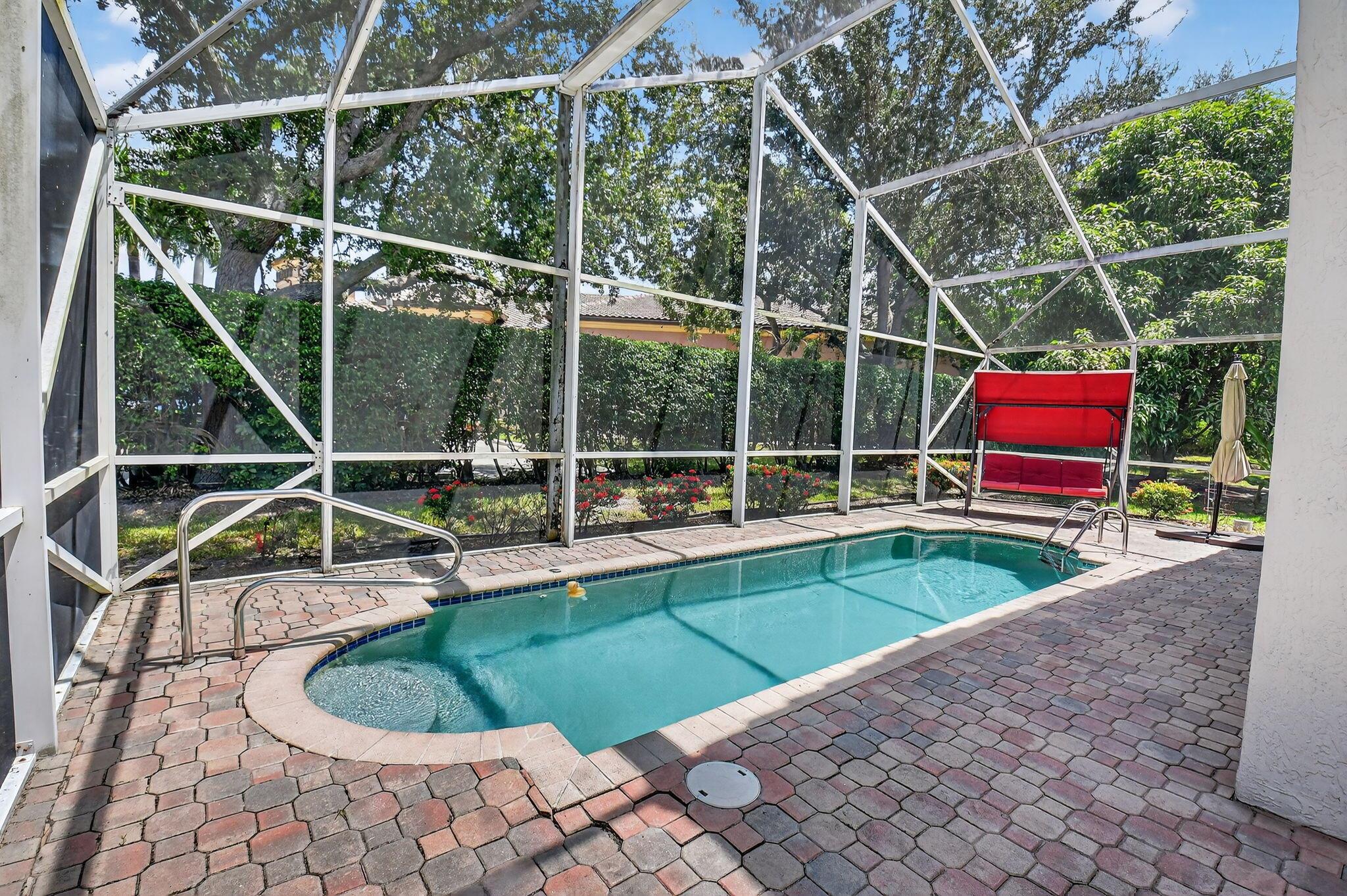 Stunning 3 bedroom,2 bathroom single-family home in the desirable 55+ community of Ponte Vecchio with 24-hour manned gate. This home features a spacious split-bedroom floor plan, granite kitchen with custom cabinets, stainless steel appliances, and a separate laundry room. Enjoy the screened-in pool and beautiful patio, perfect for relaxing or entertaining. Additional highlights include a 2-car garage and complete hurricane shutters for peace of mind. A must-see in a premier community offering resort-style amenities! The clubhouse features a billiard room and tournaments, a heated outdoor pool, a hot tub, a library, tennis, and an array of social clubs to choose from.