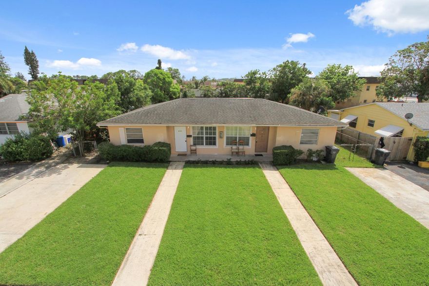 Great investment opportunity in Lake Park close to everything! Very well maintained duplex with two - 2 bedrooms, 1 bath units, a great laundry room and lovely backyard. This well established neighborhood is just minutes from I-95 and Palm Beach International Airport.