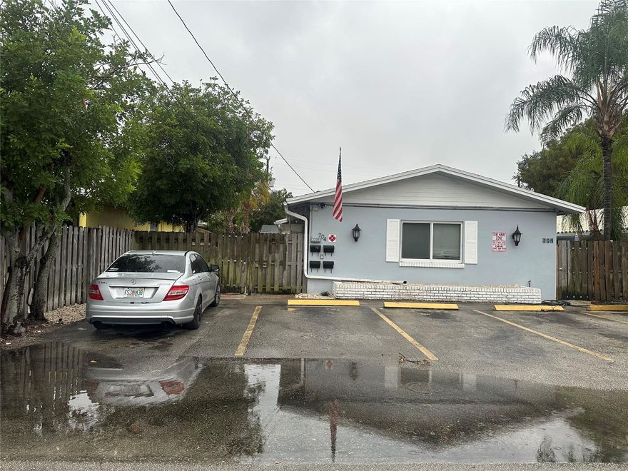 Updated 2 bed / 2 bath unit located at the rear of fourplex comes with exclusive use of the large, private, fenced back patio area.  Property has new mini-split AC units, hurricane impact windows, and located just minutes from the airport, Las Olas Blvd, downtown, and the beach. Easy parking, pet-friendly and washer/dryer available on site.