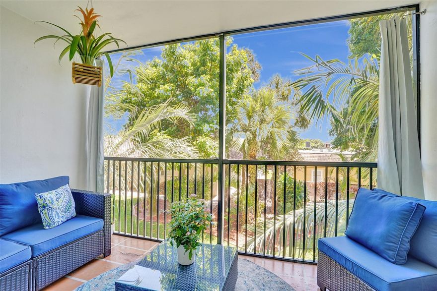 Freshly painted and updated 2-bed, 2-bath quiet retreat just a mile from Pompano Beach's pristine shores. Featuring impact windows and doors, this second-floor home blends comfort and coastal charm. Enjoy a large private balcony and easy access to the Intracoastal, dining and more. Can be rented furnished ($2550/month) or unfurnished ($2165/month). Ideal for 3-month seasonal rental