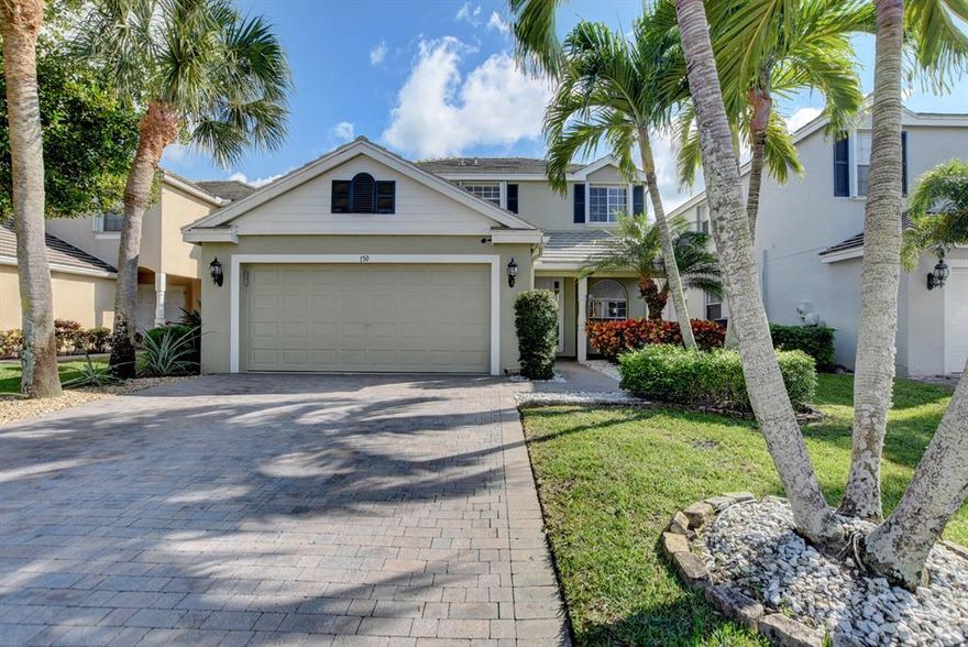 Upon entering this beautiful 4 bedroom, 2.5 bath home,  you are greeted by the stunning view of the lake.  This home sits on one of the largest lakes in the area, 40 acres.  You will enjoy the panoramic view from your living room or your paved back patio. The home features tile on the diagonal downstairs, good quality laminate floors upstairs, stainless steel appliances and granite counters in the kitchen.  Home has newer washer/dryer Backyard is fenced. Upstairs has accordion shutters. Community has 24 hour security guard at gate, features a beautiful club house, pool, tennis court, soccer field & playground.  Seller will contribute $5000 towards buyer's closing cost.