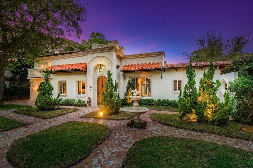 A unique Addison Mizner inspired property located in the highly desired Old Floresta Historic neighborhood at the heart of Boca Raton.Spanning over 1/4 acre lot, this 3,700 sqft 6b/6.5b masterpiece of a home endured multiple renovation and remodeling stages for an exquisite level of upkeep and architectural elegance.Featuring cypress ceilings, imported antique fixtures, arches, balustrades, columns, venetian plaster walls, intricate trimmings and hand-painted baseboards all done in a masterful way to provide a timeless sense of elegance.The Tuscany inspired landscape has been designed andmaintained to outmost level. Imported European limestone elements gracing the front and back yard. Featuring grand arched Bougainvillea paths, Cypress, Oak and other botanical for an enchanted fee