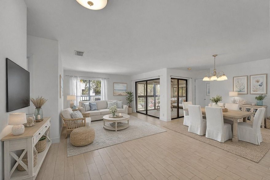 Spacious and airy 3-bedroom, 2-bath condo on the second floor, ideally located in The Township in beautiful Coconut Creek. This inviting residence features a renovated kitchen with white quartz countertops, a private balcony, and a comfortable primary suite with a walk-in closet. Residents enjoy exceptional resort-style amenities, including a temperature-controlled pool just outside the building, an Olympic-size pool, jacuzzi, theater, library, playground, and tennis, pickleball, and basketball courts. Stroll or jog along the scenic path surrounding Lake TaCoMa, offering peaceful water views and a relaxing natural setting. Conveniently located near shopping, dining, top-rated schools, and the Florida Turnpike.