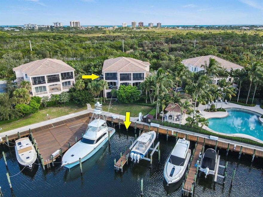 A true boater's paradise, Frenchman's Harbor is South Florida living at its finest. Boat with ease to intracoastal access and no fixed bridges, includes a 45 ft. boat slip with water/power for up to a 60 ft. vessel.  This sought after carriage home encompasses the entire third floor and offers a spacious floor plan that combines the glamour of a luxury condo with the comfort of a single-family home. Recently, remodeled in its entirety in a modern decor, this home offers direct intracoastal water views surrounded by lushly landscaped palms for complete privacy. Complete with three bedrooms, two full bathrooms, and a mixed-use dining/living space, every inch of the home was lovingly designed to make you feel right at home.