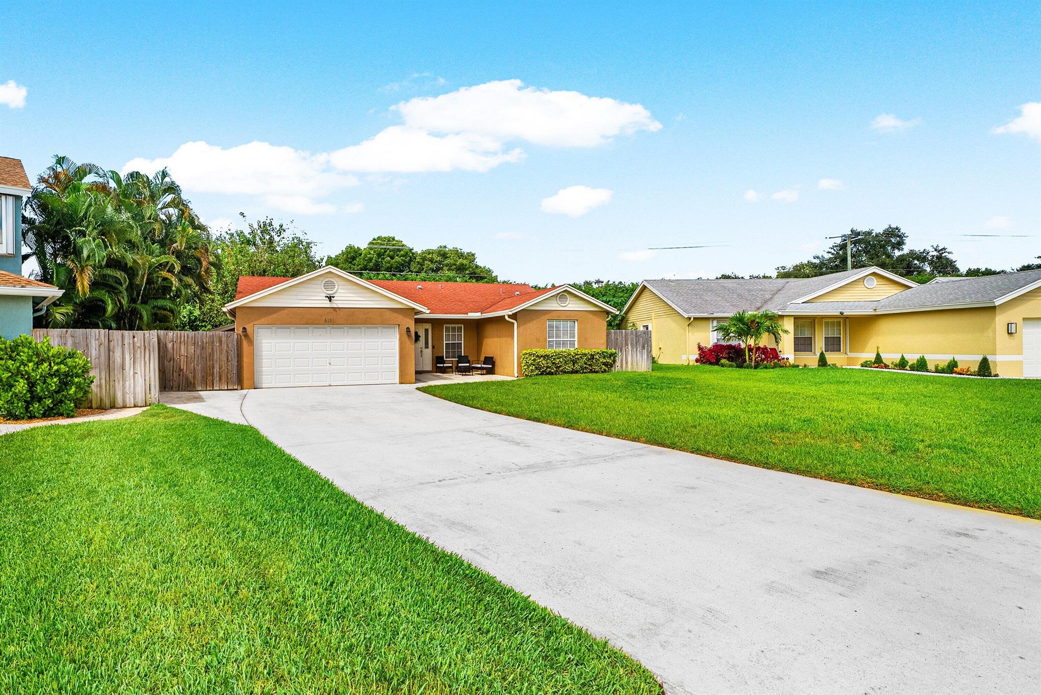 Meticulously maintained 3-bed/2-bath home in Alden Ridge, a low HOA community zoned for all A-rated schools, including the new West Boynton Community Middle School. This home has been well cared for and features a great layout with split bedrooms and an additional permitted room added in 2005, providing an extra 185 square feet of space. Highlights include a large driveway, a generous lot with a fenced-in backyard--perfect for installing a pool--and a large patio to sit and enjoy your backyard space. Situated in close proximity to multiple shopping and dining options, and easy access to the Turnpike.
