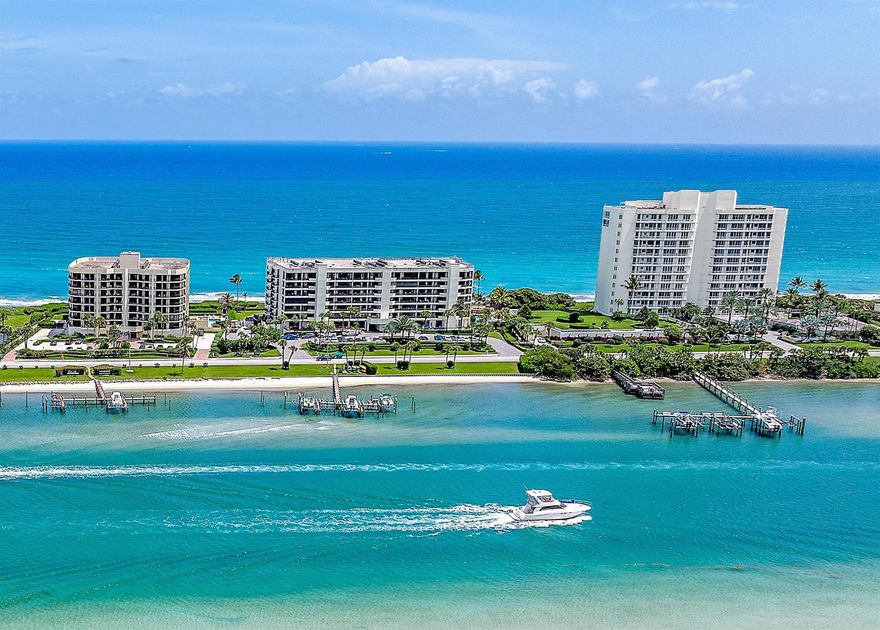The Passages is an iconic building in the perfect location on Jupiter Island. Unit 605 offers an amazing opportunity to enjoy the S. Florida lifestyle in the best surroundings.  Imagine morning views of the Atlantic and evening views of the sunset.  Oversized covered balconies provide the perfect setting for morning coffee and evening cocktails . Presenting three large bedrooms as well as three full with one 1/2 bath, there is ample space for family and friends alike. A full service building with 24/7 security, oceanside pool and gym, there is hardly a reason to leave.  Maintained to the highest standards this lovely unit in one of the best buildings on the Island is now being offered.