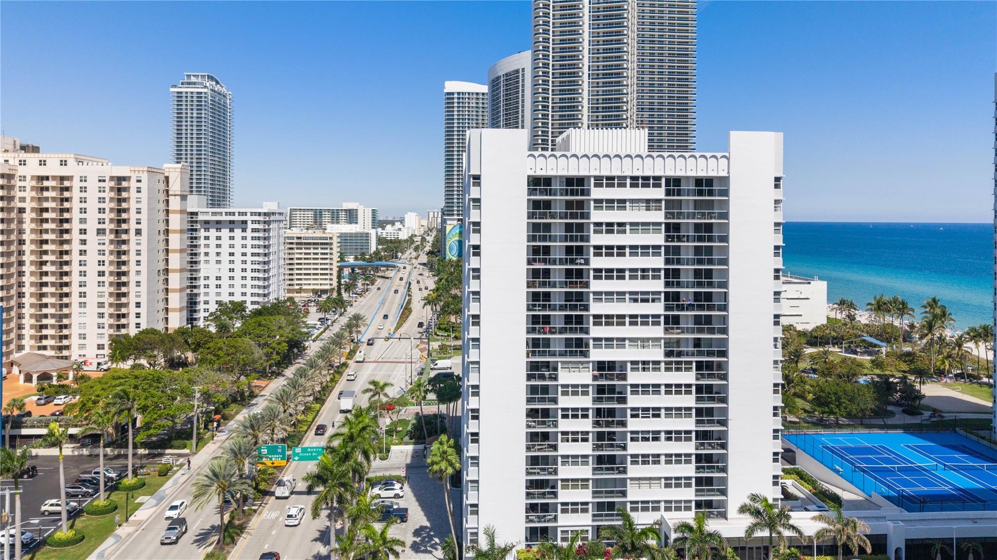 LA Mer! Step into modern luxury and coastal elegance in this fully furnished 3-bedroom,3-bath condo boasting panoramic ocean views and direct access to a pristine beach. This stunning residence features high-end appliances, walk-in closets, stone countertops,tile floors, battery-operated blinds, and elegant designer curtains,all wrapped in sleek high-end finishes. Enjoy breathtaking views from the spacious balcony, perfect for entertaining or unwinding to the sound of the waves. The building offers valet parking, 24/7 security, covered parking, a state-of-the-art fitness center, tennis & pickleball courts, on-site restaurant, and hair salon all within a premier location in Hallandale Beach, just minutes from fine dining, world-class shopping, and two major airports. Service Animal Welcome.