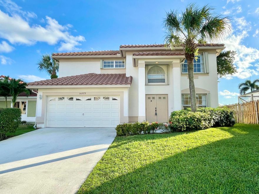 Light and bright two-story LAKE FRONT HOME with screened patio space. Immaculate throughout and updated! All bedrooms upstairs, accordion hurricane shutters throughout, beautifully renovated kitchen w/wood cabinets, granite countertops & stainless steel Range, Microwave, + Dishwasher. Sliding glass doors in the family room overlooking screened patio & panoramic tranquil lake views. Spacious Backyard, one of the largest lots in the community! Accordion Hurricane Shutters throughout. The master bedroom has a large walk-in closet overlooking lake & updated master bath. All baths have been remodeled. HOA includes community pool & tennis courts. Convenient to FLA Turnpike, Sawgrass Expressway, shopping & dining. Walk to pool. Pets okay. Landlord takes care of lawn and pest control.