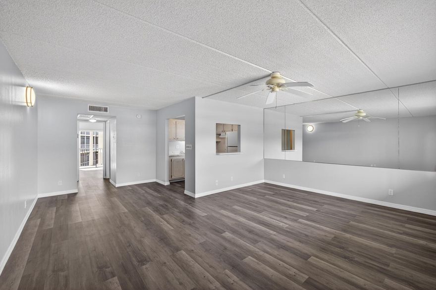 Check out this freshly painted, clean unit available at Village Green in Palm Springs. There is an open flow throughout the floor plan, with consistent vinyl flooring throughout & a peek-through from the kitchen to the living room. The south-facing balcony overlooks the community pool. Amenities also include a gym, shuffleboard, a putting green & billiard tables. Village Green is a well-maintained community with lots of greenery & management on site. The location is convenient to I-95, PBI Airport, downtown Lake Worth Beach & downtown West Palm Beach.