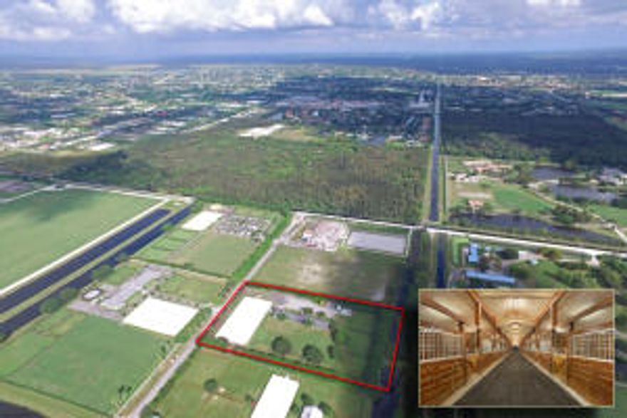 FANTASTIC LOCATION!! HACK TO THE SHOW FROM THIS BEAUTIFUL 5 ACRE FARM WITH 18 STALLS AND ROOM FOR ADDITIONAL STALLS! ESI PREMIUM FOOTING IN EXPANDED MIRRORED ARENA, GROOMS QUARTERS, TACK, FEED, LAUNDR, 5 PADDOCKS, GRASS RIDING FIELD, ROUND PEN, 3 WASH STALLS. Great investment property.