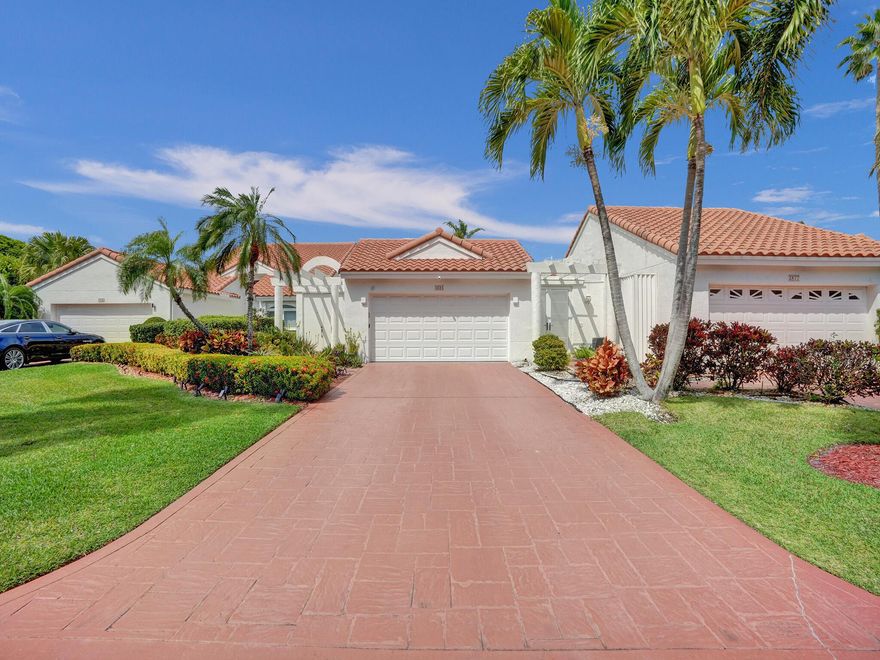 Just bring your toothbrush!!! Rare Single Story 3BR/2BA Courtyard Home W/ Private Heated Pool and Spa in Candlewood at Boca Country Club! This Updated home features high ceilings and pool views from main living area & Primary BR. Tile Flooring throughout. Updated Kitchen & Baths. 2 Car Impact Garage door. Impact Sliders, entry doors & main area windows. Great for Lock & Leave! A/C 2025 w/10year warranty. HOA covers roof, building insurance, exterior painting, landscaping, internet & 24 hour manned gate entry. Prime Location near beaches, downtown Boca & Delray. Enjoy the 18 hole golf course-Boca Raton Golf & Racquet Club with Pro-Shop & Restaurant. NO mandatory membership, with Discounted Rates for Residents. This home is ideal for Snowbirds or full time living!