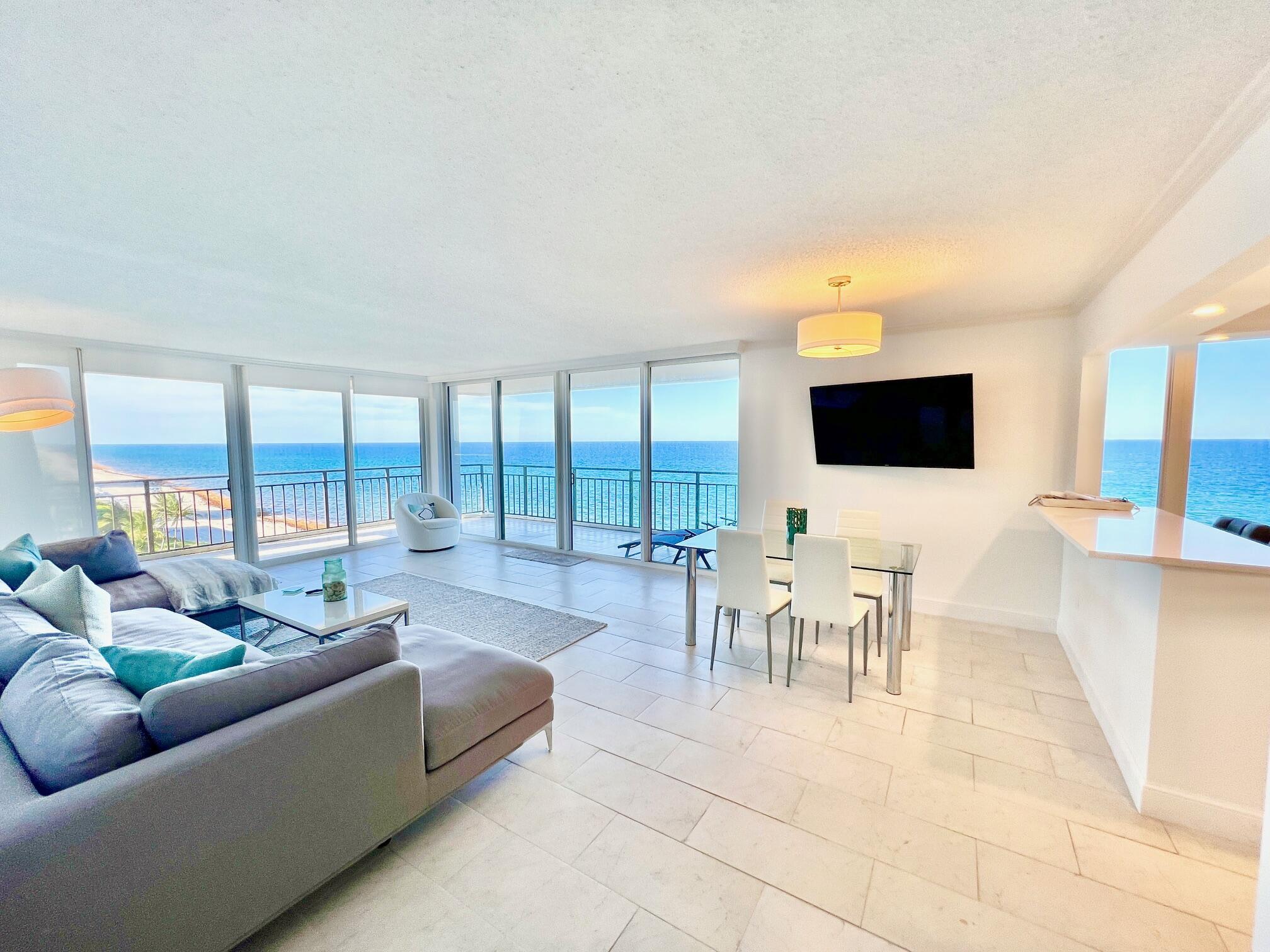 Renovated Lower Penthouse at Ocean Pines with jaw-dropping direct ocean views offered turnkey furnished for the 2025-26 season. Two bedrooms with ensuite baths, fully equipped, and located in sought-after Ocean Pines on the sand in the heart of Highland Beach. Flat screen TVs in the living room and both bedrooms. Combination tub/shower in the master bath, stall shower in the guest bath and in unit washer/dryer. Ocean Pines, a first-rate building on the ocean, offers its residents a refreshed lobby, fitness room, oceanfront community room with full kitchen and ocean views and a sparkling oceanfront pool/spa ready for your enjoyment. On-site management, one assigned garage parking space and ample second car / guest parking.