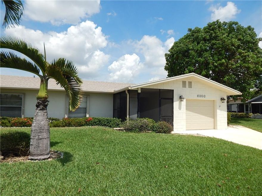 Look no Further! 2-bedroom, 2-bath, 1-car garage villa home within the active adult 55+ community in Delray Villas Plat 4-5.  Over 1500 sq ft of living space.  Large enclosed Florida Room that can easily convert to bedroom or den.  Tile throughout living area, wood laminate in bedrooms.  Outside patio off the dining room, great for grilling.  Enjoy a 2-year-new Roof and air conditioner replaced in May 2022.   Windows have shutters on the outside and newer blinds inside.  Furnishings in unit will stay.  Selling As-Is. Delray Villas provides resort style living with Olympic size pool, hot tub and sun patio, community room, fitness center, tennis, shuffleboard, bocce and horseshoes. Maintenance includes internet and cable package.  1pet under 20lbs allowed. No lease first year.