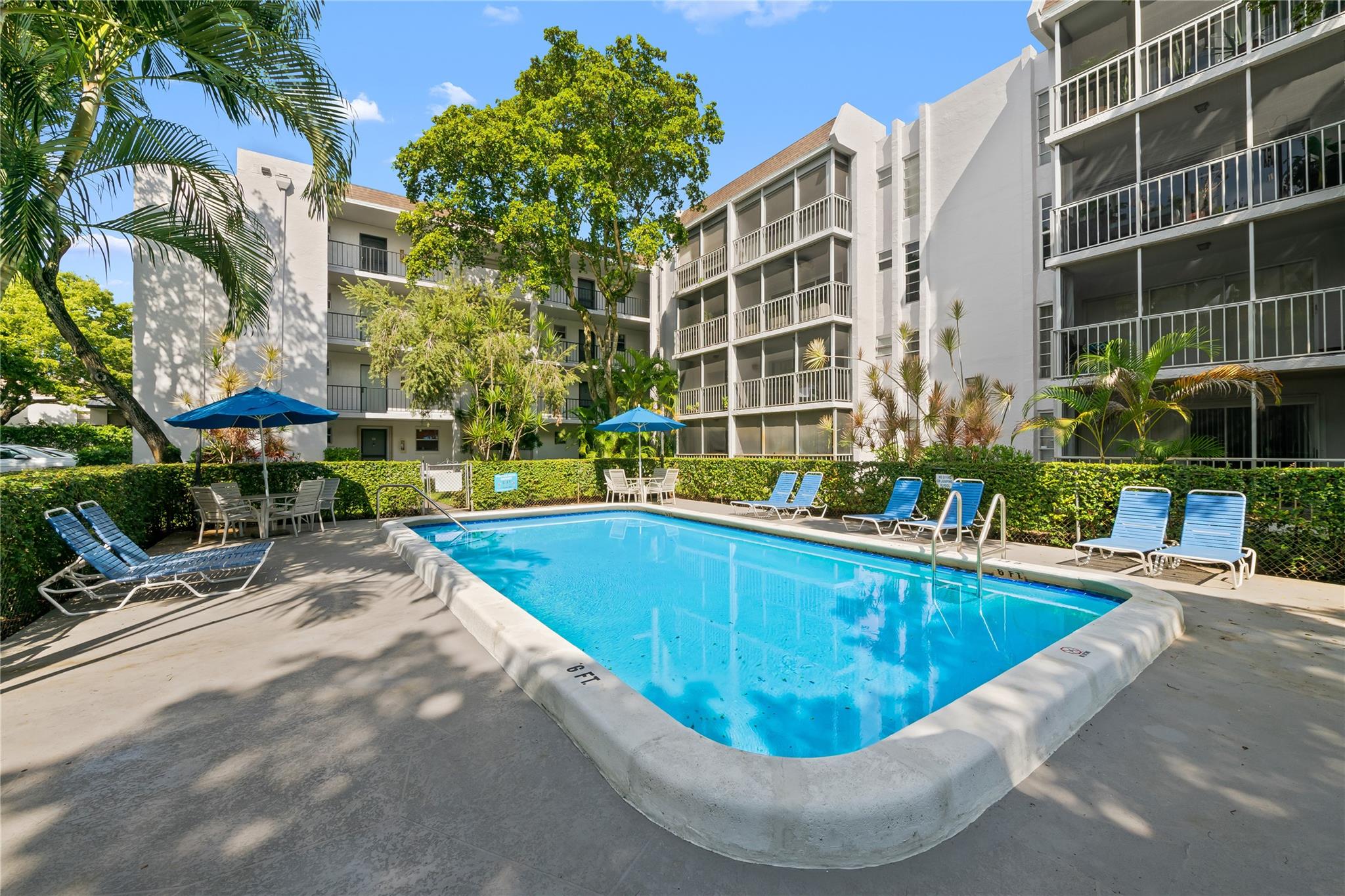 Well maintained third floor unit. Buildings recently painted, new roof 2023, fire alarms inside unit & outside, elevators modernized, interior electric panel updated, New light fixtures. Complex has completed all required city inspection reports for your review, pet friendly complex, community laundry on each floor & trash chutes, assigned parking plus guest, lush landscaping you can enjoy the tall trees from your screened balcony. Tile floors, updated bathroom, Unit has accordian shutters, great location close to Publix, restaurants , shopping, Target, library, bus terminal, Broward Mall, WaWa, quiet complex, Enjoy the community pool.