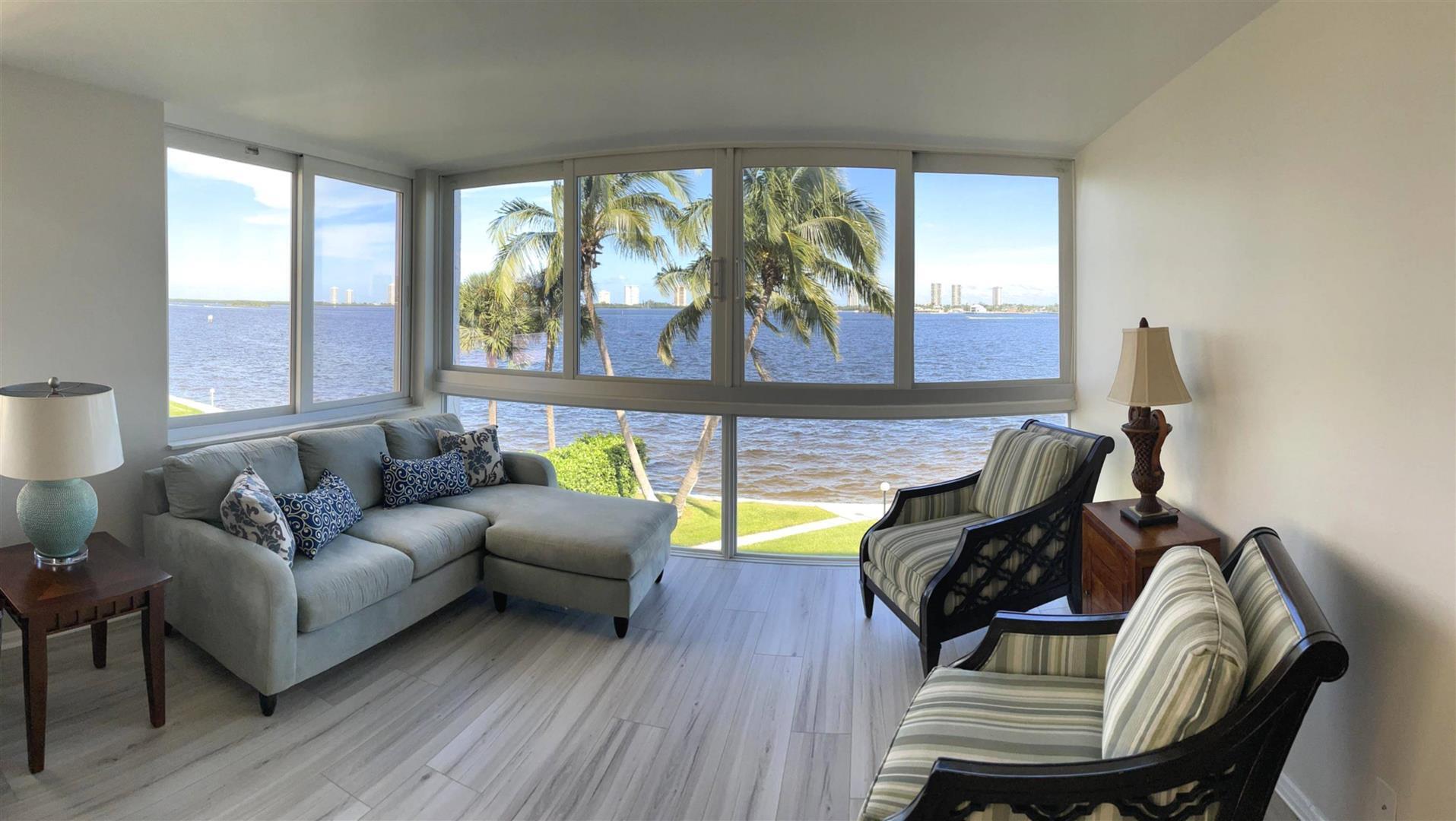 Gorgeous Corner End Unit with Stunning Expansive Water Views of the Intracoastal. This 2 Large Bedroom, 2 Full Bath Condo is in a 55+ Gated Community with one of the Lowest Condo fees around & up to date on their Milestone Inspection. 2024 Roof & Parking Lot already Paid from Reserve Fund. This Hidden Gem is Updated with New Impact Windows, Lighting, Brand New Beautiful Coastal Vinyl Flooring & Freshly Painted Throughout. Plus Full Size Laundry & Lots of Storage. The Open Kitchen Features Granite Counters & Maple Cabinets. Large Island with storage extends into Dining area great for bar & Entertaining. Community Pool, Large Patio, Shuffleboard & Exclusive Backyard with Breathtaking Water Views. Close to Beaches, Fishing, Tennis, Fabulous Shopping, Golf Courses & a Variety of Restaurants.