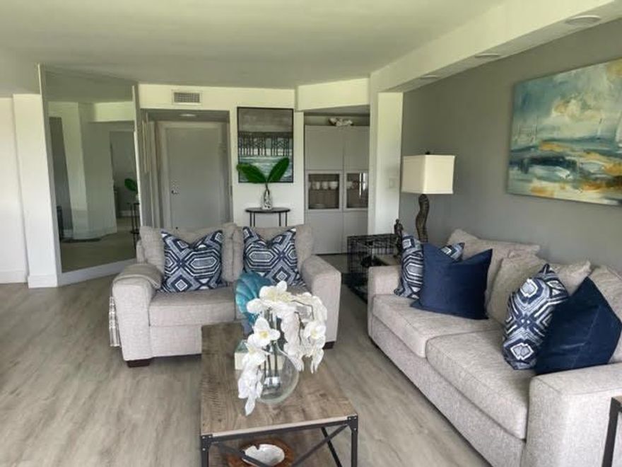 Watch the sunset every day form your own living room or from your bedroom and enjoy the nice view of the pond and the green area.

Don't miss this totally remodeled condo with stainless steel appliances, laminated floors and laundry inside the unit. A/C and water heater from year 2020. Seller is providing a Home Warranty for 12 months.