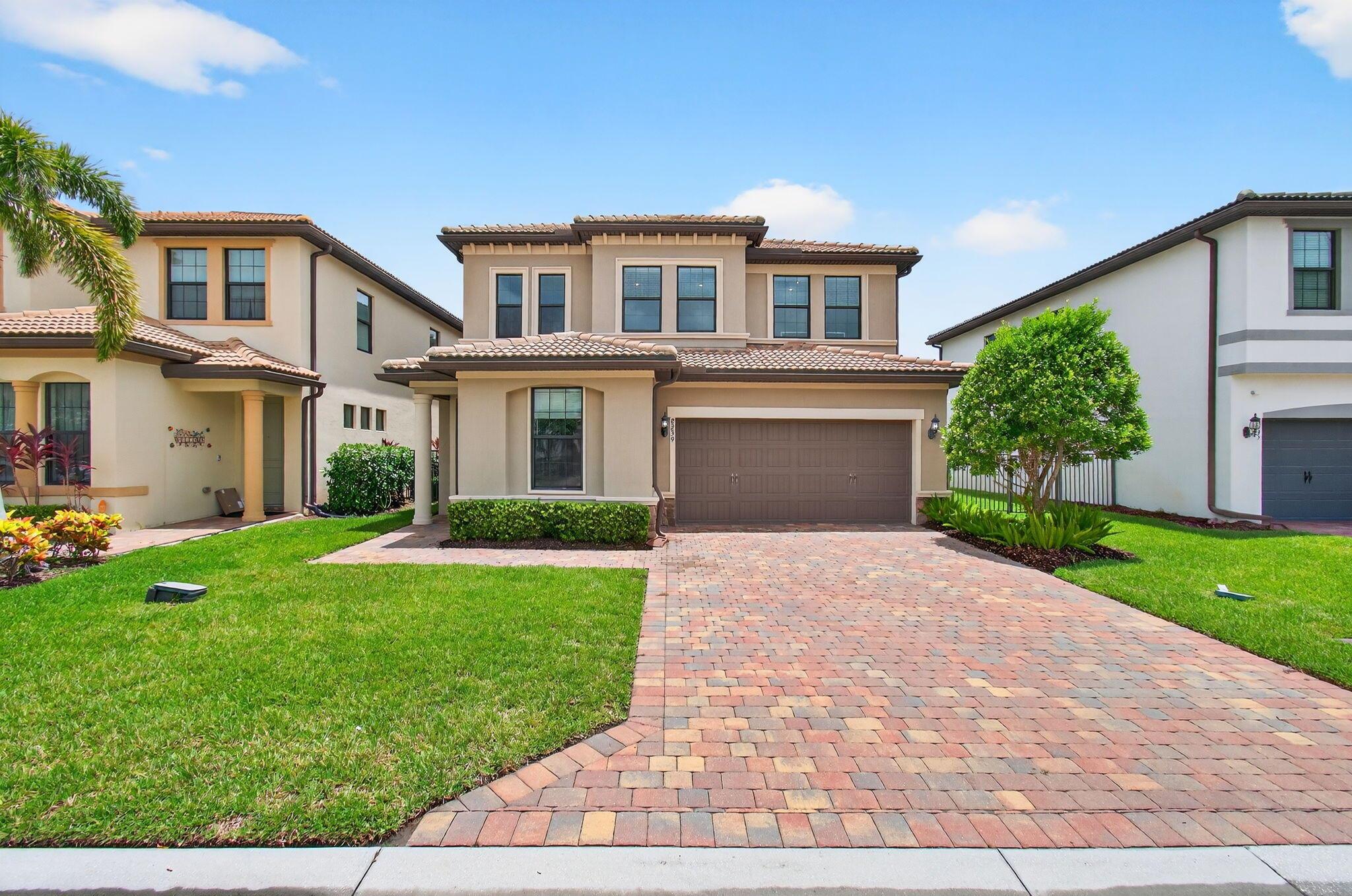 Welcome to this beautifully appointed 2018-built single family home located in the prestigious Fields at Gulf Stream Polo. This spacious 4-bedroom + office, 2.5-bathroom residence offers nearly 3,000 square feet of thoughtfully designed living space. The main level features sleek porcelain tile floors, an elegant office, and an open-concept kitchen that flows seamlessly into the living area with soaring volume ceilings. The gourmet kitchen is equipped with a large center island, walk-in pantry, and ample counter space--perfect for entertaining. Upstairs, you'll find a versatile loft along with all four generously sized bedrooms. Impact windows and doors throughout the home provide peace of mind and energy efficiency. Step outside to your private backyard oasis, where a south-facing​​‌​​​​‌​‌​​​‌‌​​​‌‌‌​​‌​​‌‌​​​​ fenced