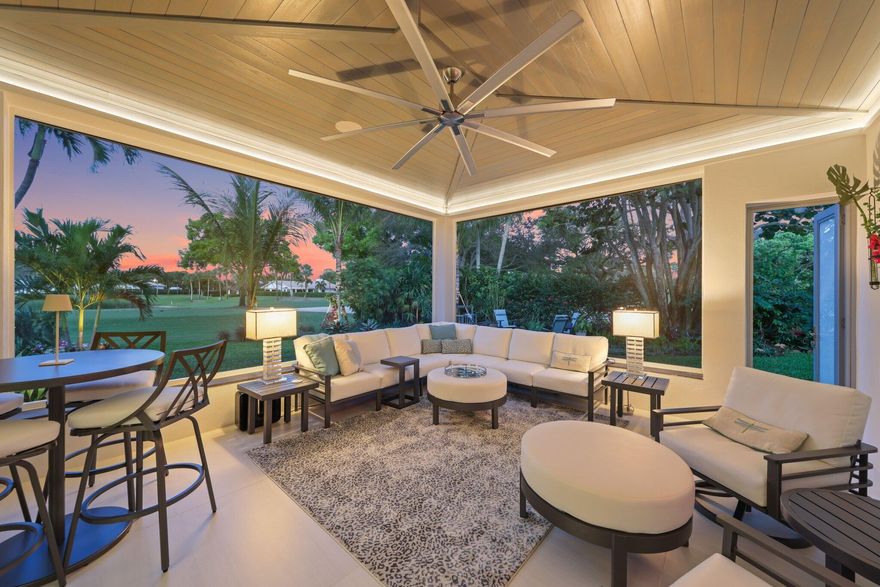 Live the Lifestyle! This custom -built residence, completed in 2024 by Signature Builders for the business owner, embodies traditional new construction and modern enhancements. It features panoramic views of the Delray Dunes Golf & Country Clubs signature 18th green and is conveniently located just a three minute walk from the clubhouse and amenities. The split-bedroom plan, accented by French White Oak flooring throughout, ensures optimal privacy for residents. All interiors walls are sound insulated for enhanced tranquility. The primary bathroom includes a floating dual-sided vanity with ceiling suspended mirrors, an outdoor shower and bathtub enveloped by coconut palms to evoke a tropical ambiance, two separate walk-in closets, a private toilet room and an indoor shower. Ceilings throughout the home are 10 feet high or vaulted, while 9-foot exterior doors and windows maximize natural light infiltration. Additional amenities encompass smart lighting controls, motorized window treatments, a centrally wired AV system, a 1,000 gallon in-ground propane tank, and pre-wiring for a whole-home generator. High-end finishes and structural reinforcements exceeding current building codes underscore the superior quality and thoughtful design of this contemporary home. The swimming pool is currently in progress.