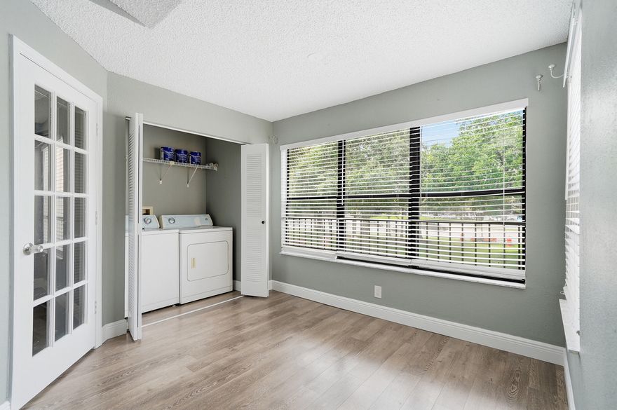 Welcome home to this beautifully updated 1/1 unit in the heart of the action in Davie, FL. This bright and spacious unit features wood laminate floors throughout, vaulted ceilings and an open concept floor plan. The kitchen is designed for both style and function with granite counter tops and ample cabinet space, that opens to the dining and living area, perfect for relaxing or entertaining guests. The updated bathroom adds a modern touch, while the in-unit washer/dryer provide everyday convenience. Ideally located just minutes from the Colleges and Universities, hospital, shopping, golf courses, dining and entertainment, with easy access to major highways for commuting. Residents can enjoy community amenities such as swimming pool. tennis courts and open parking.