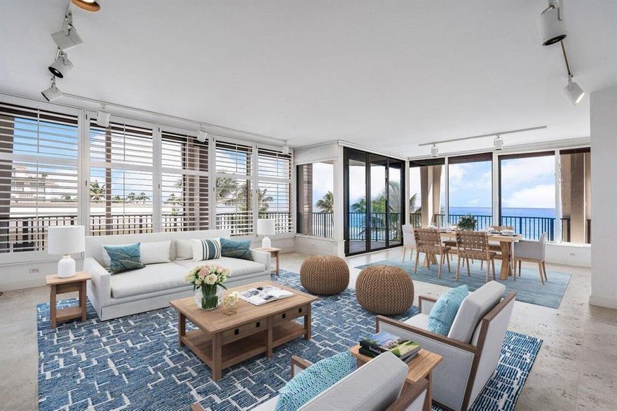 Exquisite find available at the highly coveted downtown Palm Beach boutique condo, Dunster House.
This NE facing Oceanfront with great views of the Atlantic features a wonderful terrace,  high ceilings and a flexible floorplan that is ready for your personalization.
The building offers full time manager, pool, Fitness room  24-hr doorman and the beach at your fingertips.