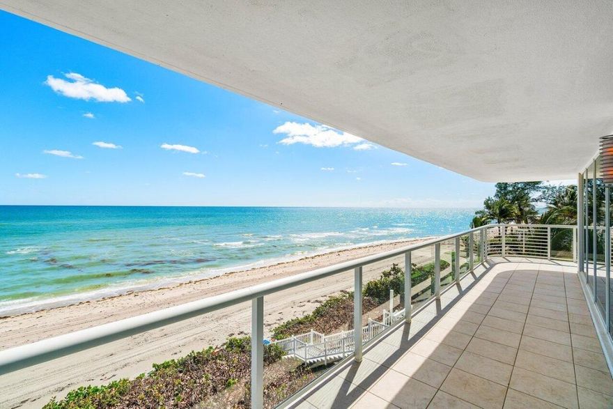 Incredible, Totally Renovated SE corner on the Ocean. Be the first to live in this exceptional home since completion. 4S has undergone a multi year total transformation. The fantastic layout is now a versatile 3 bedroom / 3 bath with Ocean views from all major rooms. Completely private key-locked elevator landing. Only two condominiums per floor. This unit sits on the South, East & West sides of Villa Nova, one of the most luxurious boutique buildings in Highland Beach. Perched on the perfect level overlooking the Ocean with the most peaceful views in the area you can find. There is a wrap around Balcony (750sf+/-) with impact glass & metal railings. Floor to ceiling impact glass windows and sliders. Azzurri Kitchen. Beautifully designed bathrooms. Primary bedroom with spacious closet, windowed bathroom with two person shower and two person jacuzzi tub. Two zone AC. Two Garage Parking Spaces & a large AC storage room are included in the sale of 4S. Virtually Staged Photos. Villa Nova has undergone extensive concrete restoration, glass balcony/ tile replacement, Impact glass and other major improvements over the last few years.