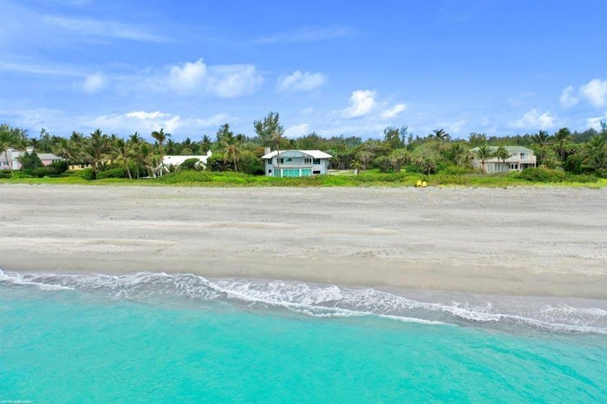 Rare opportunity to have 200' of direct ocean front on an elevated dune comprising 1.83 acres on Jupiter Island. 5,331 sq ft. home with 3 car garage and guest house. Four bedrooms, four baths. New flat concrete tile roof in 2020. Impact glass. Incredible panoramic views of the Atlantic Ocean. Lot 241 & Lot 242 may be divided. Each 100' of ocean front and .915 acre (+/-).  If purchased separately Lot 241 (with home) is offered at $4,700,000 and Lot 242 (vacant land) is offered at $4,400,000. Generator, Refrigerator, Washer & Dryer do not Convey. Being sold ''AS IS''.