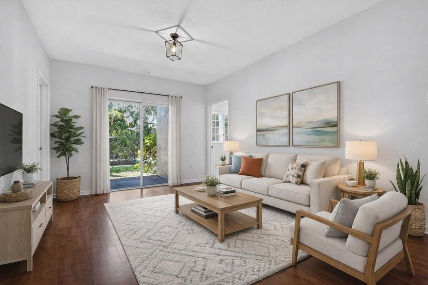 Move in ready, first floor, corner unit in Serenity Palms is now available! Two bedrooms each with their own en-suite and large walk in closets. All vinyl flooring, freshly painted, and cleaned. Both bathrooms are updated nicely, stackable WASHER/DRYER IN UNIT, and patio off of living room. The clubhouse offers a lovely pool with plenty of room to lounge. Location is exceptional near shops, restaurants, casino, hardware stores, and highways. Don't miss your opportunity to own as your primary home or investment where you can rent up to 3X per year.