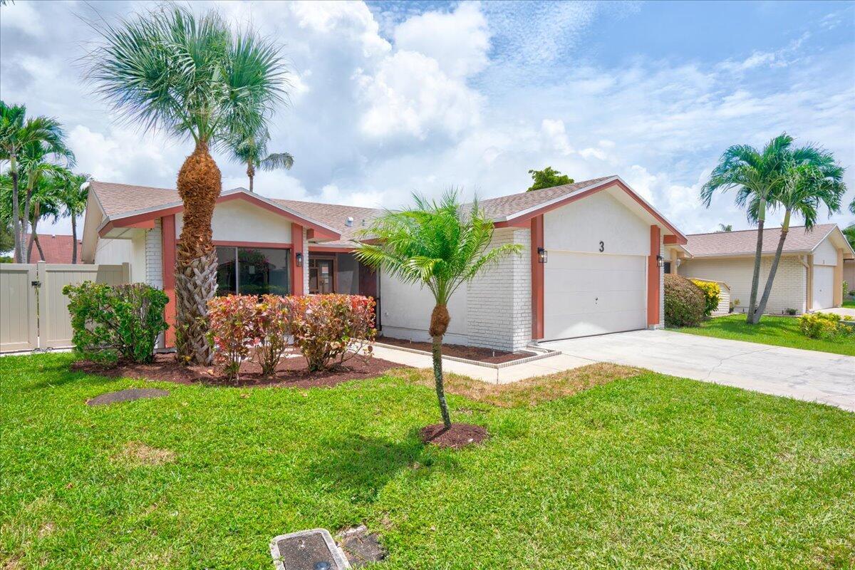 Beautifully updated SINGLE FAMILY HOME 4-bed, 2-bath, 2-car garage located in the all-ages and desirable Boynton Lakes community. This bright and spacious home features an open floor plan, a new roof (installed in 2024), and a screened patio and porch perfect for relaxing or entertaining. The newly renovated kitchen and bathrooms showcase modern cabinets and elegant quartz countertops. The primary suite offers a walk-in closet, en-suite bath, private patio, and its own private entrance. Ideally situated near Congress Ave, shops, and restaurants, with convenient access to I-95. Community amenities include a pool, clubhouse, and walking trails. Move-in ready and waiting for you to call it home!