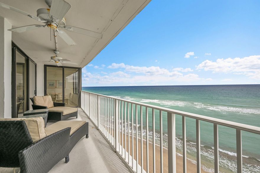 DIRECT OCEAN VIEWS FROM EVERY ROOM.  Magnificent 2Bedroom/2 Bathroom renovated unit with open floor plan and split bedroom suites.  Huge balcony with views of water and beach for miles.  Full amenity building with doorman, pool, private beach access, fitness, assigned parking.  Great location near shopping, restaurants, Eau Five Diamond Resort.