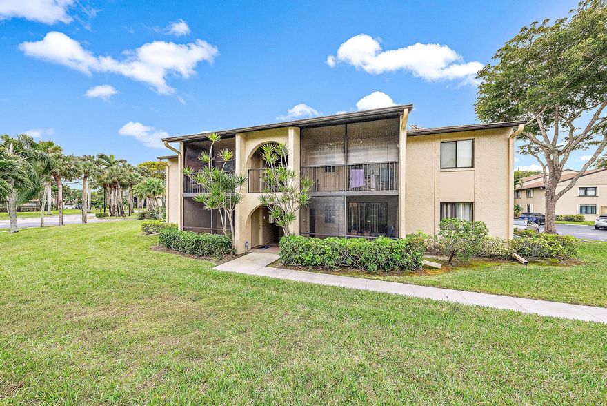 Welcome to Pine Ridge North I! A Wonderful Community Located In The Heart Of Greenacres. This GROUND UNIT CBS Condo Offers 1 Bedroom and 1 Bathroom with A Garden View. The Kitchen Has Been Beautifully Updated, Stainless Steel Appliances, Newer Water Heater, Tile Throughout, Except In Bedroom which has NEW Carpet, Spacious Walk In Closet. Indoor Laundry Room and Gorgeous Large Screened Patio . Walking Distance to Community Pool and All Other Amenities.