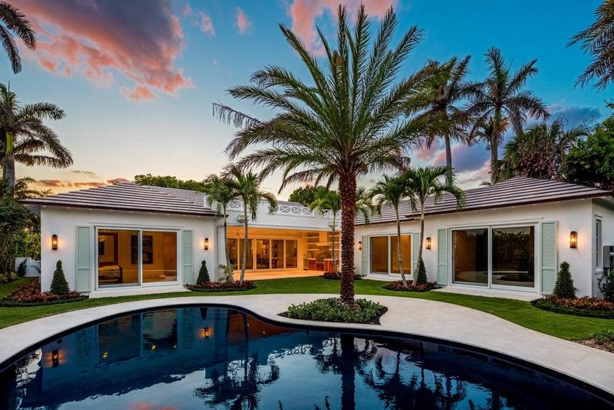 Sensational new chic Bermuda style home sited on one of the highest elevations in the heart of Gulf Stream, only moments to deeded beach access and Gulf Stream School, affords today's sophisticated buyer the opportunity to enjoy the Florida lifestyle. Designed with a judicious use of space featuring over 4,753 Total Square Feet, this irresistible four bedroom three and one half bath home with hardwood floors throughout, opens to reveal floor to ceiling windows and doors which bathe the interiors in natural light. The grand living area features vaulted ceilings with white tongue and groove cypress interior walls and glass doors, which open juxtaposing the outdoors with inside space creating a feeling of the past with a look of today. The kitchen features Thermador appliances complete with