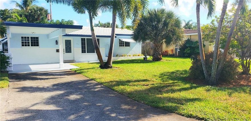 This 3 Bed-2 Bath split bedroom is nicely located in the North Corals Neighborhood of Oakland Park. Home features impact windows and doors, single car carport, laundry/utility room off the kitchen with screened in back porch. The home was recently tented for termites and has been pressure cleaned and freshly painted. New AC and Stackable Washer Dryer combo new in 2022. This is a quiet friendly walkable neighborhood a short walking distance to the Oakland Park Culinary Arts District, proposed future train station and newly developing downtown on the move.