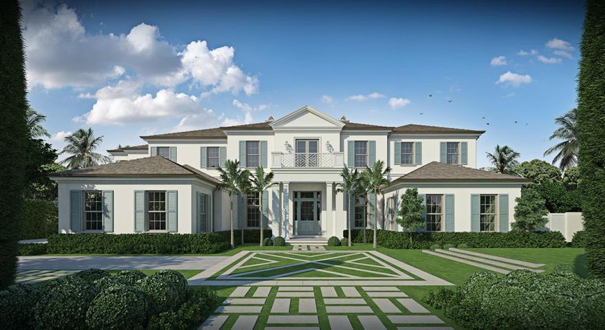 Premier Ocean block property two blocks South of Worth Avenue, on an 1/2 acre lot with recently approved ARCOM plans for 10,000+/- sq. ft. home. ALL photos are architectural artist renderings. Property listed is being sold as land and plans only.