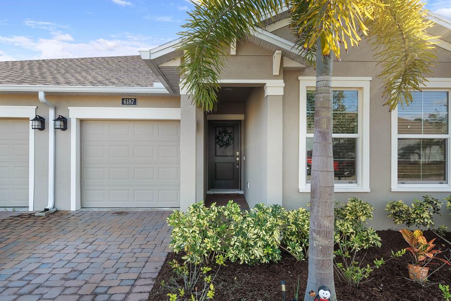 Welcome to Harmony Reserve, a gated, pet-friendly active adult 55+ community offering resort-style amenities and a vibrant Florida lifestyle. This attached single-family 3-bedroom, 2-bath home features wide-plank tile flooring throughout, 42-inch soft-close cabinetry, granite countertops, a private garage, and additional storage room. Residents enjoy an award-winning clubhouse with pool and spa, fitness center, exercise studio, and open kitchen for community gatherings. Stay active with pickleball, fitness classes, wine tastings, and a full calendar of clubs and social events. Harmony Reserve offers the perfect blend of comfort, style, and active Florida living.