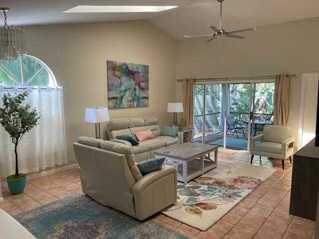 Beautiful Villa in gated community of Villas of Ocean Dunes! Offered turnkey! Newly and tastefully furnished, available 11/1/25 thru 1/31/26. Spacious & private corner home with vaulted ceiling and skylights. The largest ranch style unit in Ocean Dunes. Both bedrooms have king beds. Den also has a couch that converts to king bed. Walk to Jupiter/juno beaches, restaurants & shops. Large screened patio with beautiful garden views perfect for your morning coffee and evening cocktails. This home is totally turnkey and ready to enjoy. Ocean Dunes offers 24 hour security w/gated entrance, clubhouse w/ heated pool/spa, pickleball, tennis and basketball courts (3 month min. lease per HOA. Pets on a case by case basis. 700 min credit score. No smoking.