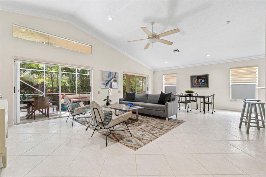 THE MOMENT YOU STEP INTO THIS OPEN CONCEPT, COMPLETELY UPDATED BALMORAL MODEL w/ THE WALL REMOVED, YOU KNOW THIS IS THE ONE! THE HOME IS VERY LIGHT & BRIGHT, W/ HIGH CEILINGS AND FEATURES 3 TRUE BEDROOMS, ALL WITH CUSTOM FITTED CLOSETS!  THE KITCHEN FEATURES HIGHEST LEVEL GRANITE, UNDER CABINET LIGHTING, WHITE 42'' CABINETS w/ PULL OUT DRAWERS & S/S APPLIANCES!  BOTH BATHROOMS HAVE BEEN COMPLETELY UPDATED w/ HIGH END FINISHES.  UPDATED LIGHTING & CROWN MOULDING THROUGHOUT. RELAX ON THE EXTENDED SCREEN LANAI OR GRILL OUT w/ FRIENDS. BRAND NEW LENNOX A/C, NEW LG WASHER & DRYER. CASCADES  IS A BEAUTIFULLY MAINTAINED MAN GATED COMMUNITY WITH A GOLF COURSE FLOWING THROUGH IT & AN ACTIVE CLUBHOUSE w/CAFE, SHOW HALL, 2 RESORT POOLS & FITNESS CENTER, https://my.matterport.com/show/?m=xK6o24CLk24