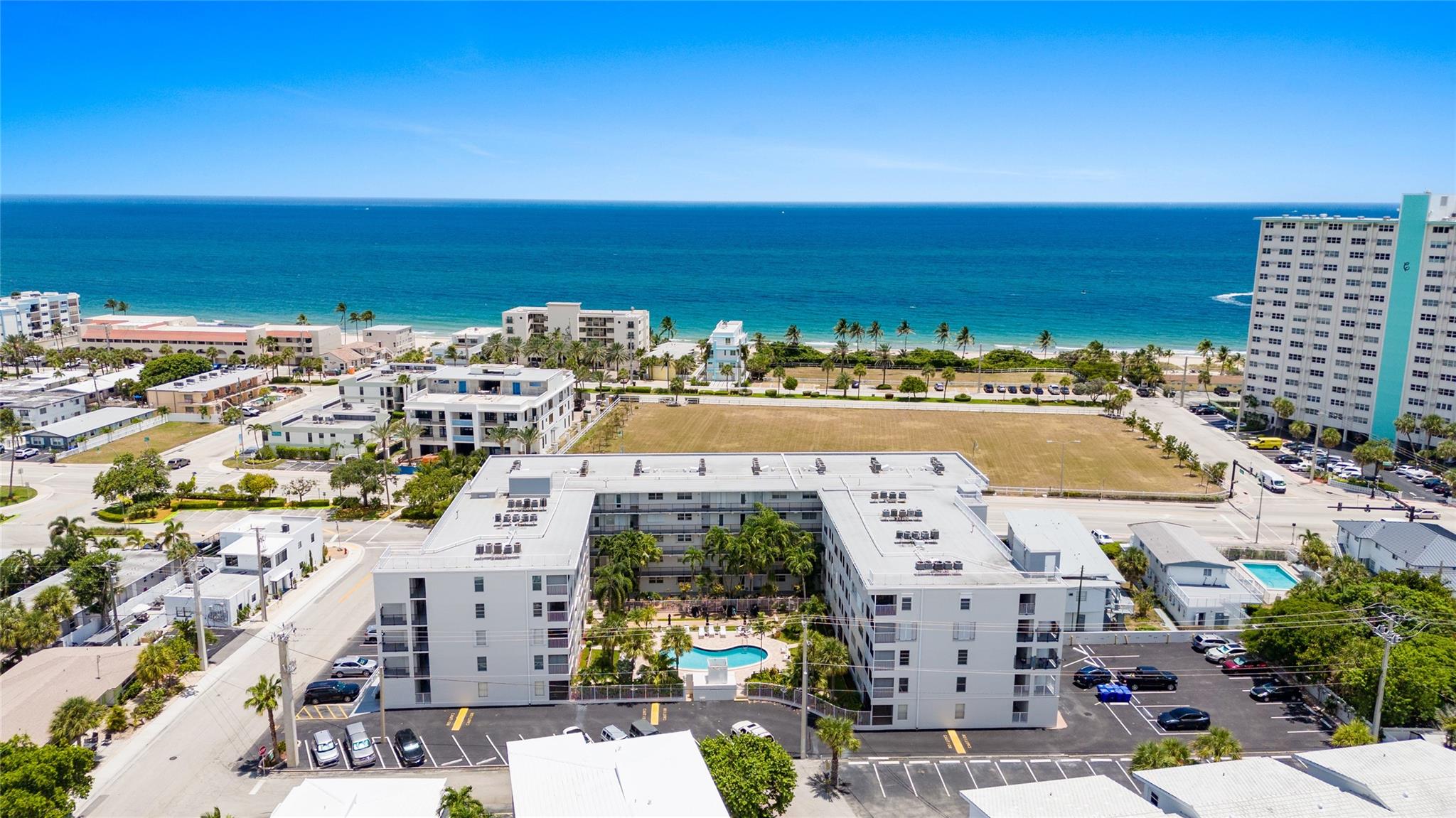 Turnkey coastal retreat in quaint Lauderdale-by-the-Sea! First-floor location offers a gorgeous pool view and the ultimate convenience—no stairs or elevators when bringing in groceries or beach gear. Featuring hurricane-impact windows, a stylishly updated kitchen, bathrooms, and flooring. Just steps from the beach, vibrant restaurants, and nightlife. Enjoy resort-style living with a freshly renovated gym, clubroom, and sparkling pool area perfect for lounging or entertaining. Solid financials, the lowest condo fees in the area, and no recent assessments! Building has passed 40-year certification, completed a reserve study and SIRS, upgraded elevators, and finished concrete repairs. Fresh exterior paint is nearly complete. No land lease—move right in and start living the beach lifestyle!