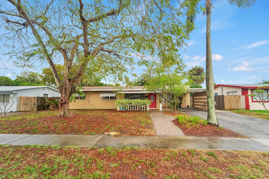 Spacious single-family home in the heart of Pompano Beach just minutes from the beach, shopping at Pompano Citi Centre, and the many dining options along U.S. Route 1. Larger than most homes in the neighborhood, this 3-bedroom, 2-bath property offers a roomy layout with a large kitchen and interior laundry room with full-size washer and dryer. Enjoy a private pool and secluded backyard, plus a generous yard ideal for gardening or plant enthusiasts. New roof in 2021. Excellent central location close to beaches, shopping, and restaurants. Currently rented to wonderful tenants through July 31.