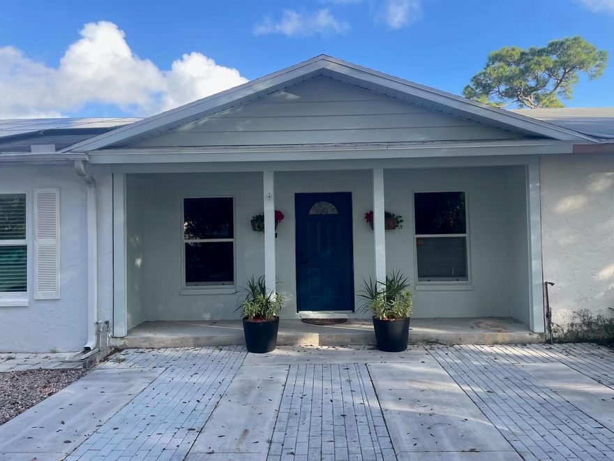 Welcome home to this beautifully updated 2-bedroom, 1-bath center villa, perfectly blending modern upgrades with cozy charm! The property boasts a brand-new roof, a 2021 A/C unit for year-round comfort, and a freshly designed kitchen that's a chef's dream. You'll love the sleek quartz countertops, stainless steel appliances, and classic shaker cabinets—all thoughtfully chosen to create an inviting, contemporary space.
Step into the newly renovated bathroom, featuring stylish finishes and fixtures that add a touch of luxury. Fresh paint inside and out enhances the bright and airy feel of this home, making it truly move-in ready. Outside, a spacious backyard offers endless possibilities for relaxation or entertaining. This villa is a gem you won't want to miss!