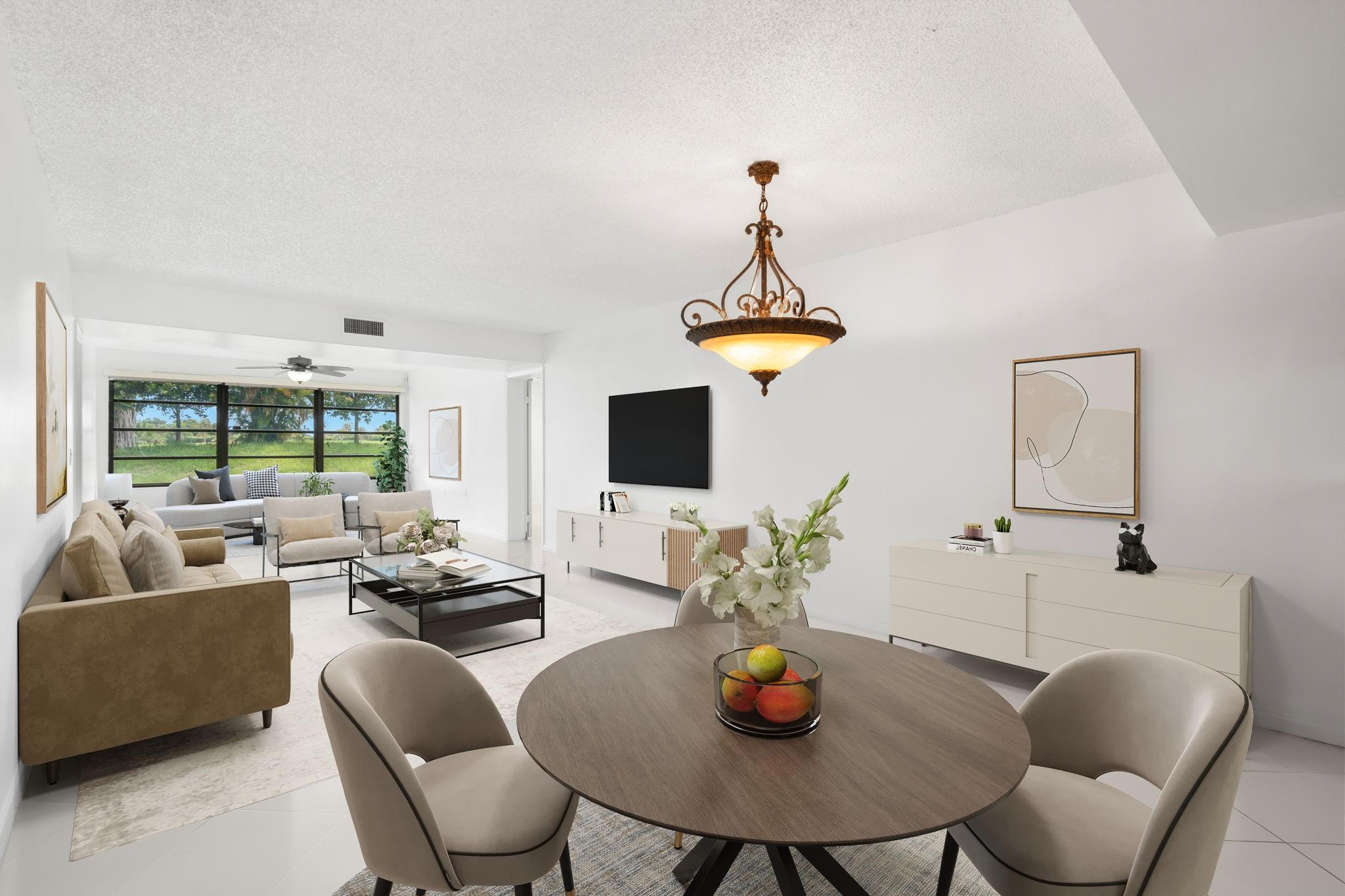Motivated Seller! Discover refined living in this spacious 2BR/2BA plus bonus room, perfectly situated in the heart of Boca Raton. This pristine, first-floor residence offers captivating golf course views and a bright, airy interior with elegant laminate and tile floors. Enjoy a full-size laundry room with extra storage or office space. Nestled in an A-rated school district, just moments from upscale shopping, dining, and entertainment. The impeccably maintained, all-ages community includes water/sewer, Wi-Fi, cable w/HBO, lawn care, roof repairs, insurance, and pest control—providing the ultimate in convenience and peace of mind. Schedule a showing today!