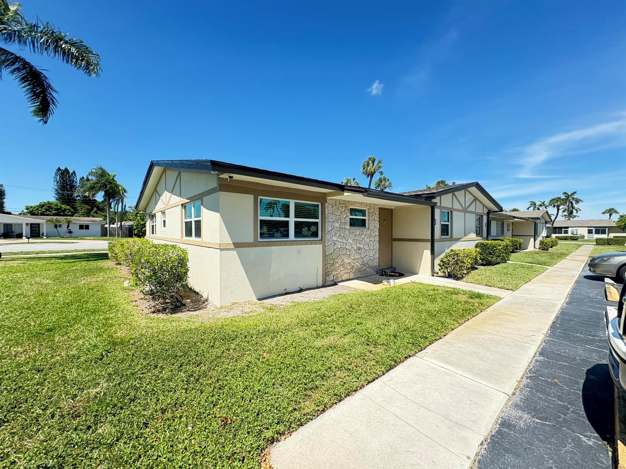 Beautifully remodeled 2/2 condo in Cresthaven 55+ community. Updates include impact windows, new AC & ductwork, modern kitchen with new appliances & countertops, built-in closets, and outdoor security camera. Assigned parking plus guest parking at your door. Community offers clubhouse, pool, game room & social clubs. Prime location--10 min to PBI Airport & highways, 15 min to downtown, 20 min to beaches