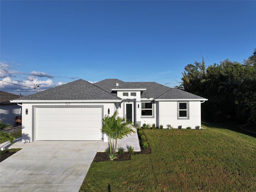 Discover the perfect blend of modern design and quality craftsmanship in this brand-new 3-bedroom, 3-bathroom home in Cape Coral. Thoughtfully designed for comfort and function, the open-concept layout features high ceilings, abundant natural light, and a seamless flow between the kitchen, dining, and living areas. The kitchen offers premium cabinetry and luxury countertops — ideal for cooking and entertaining. Each bedroom is well-sized for comfort, with the primary suite featuring dual vanities and a walk-in shower. The spacious outdoor area provides room to add a pool or enjoy peaceful evenings under the Florida sun. Built with care and attention to detail, this home delivers modern living at its best in a desirable and growing neighborhood.