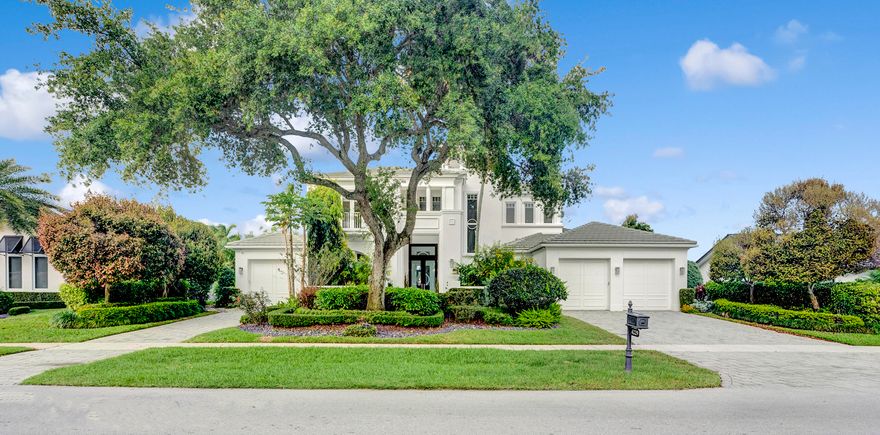 Welcome to your dream oasis at Delaire Country Club! Nestled on a picturesque lake view lot, this stunning modern custom home offers unrivaled tranquility and luxury living.
As you step inside, be greeted by panoramic vistas of the lush golf course and lake, ensuring privacy and serenity with no golf cart paths or players directly behind you. Say goodbye to traffic noises as you immerse yourself in the peaceful ambiance of this highly desirable and award-winning community. Designed for the discerning homeowner, this residence boasts coffered ceilings and impact glass throughout, embodying both elegance and durability. Complete with a comprehensive security system and hurricane impact glass, peace of mind is paramount. The first floor invites you into a spacious living and dining area with soaring ceilings, seamlessly flowing into a state-of-the-art gourmet kitchen and family room with a convenient wet bar. For the avid professional or remote worker, a beautifully appointed study/office awaits, adorned with gleaming hardwood floors and built-in bookcases, offering the perfect blend of functionality and sophistication. Retreat to the lavish primary bedroom suite, featuring separate dual bathrooms and custom walk-in closets, ensuring every indulgence is catered to. An additional en-suite guest bedroom on the first floor provides comfort and convenience for visitors. Ascend the marble staircase to discover an open loft area, easily convertible into another bedroom, offering breathtaking views of the pristine golf course and shimmering lake. With a total of three en-suite bedrooms, ample storage, and a two-car garage plus a dedicated space for golf carts, this home effortlessly combines practicality with luxury. A large laundry room adds to the convenience of daily living. Step outside to your own private paradise, where a resort-style lap pool and spa beckon for relaxation, accompanied by a covered lanai equipped with automatic screens and a summer kitchen, perfect for al fresco dining and entertaining. Don't miss this opportunity to experience the epitome of upscale living in Delaire Country Club. Schedule your private tour today and make this masterpiece yours! Delaire Country Club is not just a residence, but a private boutique country club, where 324 custom homes surround a 27-hole championship golf course that requires no tee time. The clubhouse itself is a work of art, featuring a state-of-the-art 16,000 sq ft fitness center, outstanding culinary cuisine, a resort-style pool area, and 8 Har-Tru tennis courts. Enjoy the generous extended family policy that Delaire offers, ensuring that you and your loved ones can fully embrace the country club lifestyle.