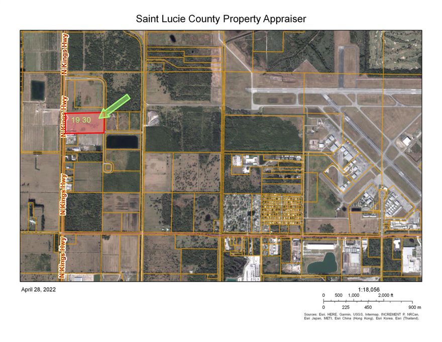 19.3 acres on booming Kings Hwy with  future land use of MIXED USE AIRPORT(MXD).  This would allow for future rezoning to commercial or industrial.  Backs up to St. Lucie County's Airport West Commerce Park..Excellent possibility of getting water/sewer from the East side of the property from Airport West Commerce Park Rd. call  for details.Mostly cleared.  3,360 sq foot metal building currently rented for $ 825 (month to month).Cattle lease in place for low Ag exempt taxes until this site is developed.Very substantial due diligence materials available: Survey, Topo, Phase I environmental report, Geo Tech report, and Zoning letter in documents tab.  Also, conceptual plan showing 115,000 sq feet on North 11 acres of this property.