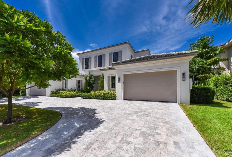 BUILT IN 2017. Luxury and sophistication define this transitional style estate.This strikingly elegant residence with over 5800 sq ft of living area features magnificent architecture and exquisite custom finishes throughout, beautiful ceiling treatments, porcelain tile floors, and chandeliers and lighting fixtures from Venice, Italy. The formal living room and formal dining room create the ultimate atmosphere for grand living. Other features include a luxurious master suite with his and her marble baths, 1st floor media room or 5th bedroom and office, Control 4 system and hurricane resistant impact windows and doors. A gourmet chef's kitchen includes state of the art appliances. Just off the kitchen a light filled large family room and breakfast area overlooks lake and golf course views and a dramatic resort style pool, covered loggia with summer kitchen and outdoor fireplace. 3 1/2 parking spaces in garage (3 cars plus golf cart).The information herein is deemed reliable and subject to errors, omission or changes without notice. All measurements are approximate.