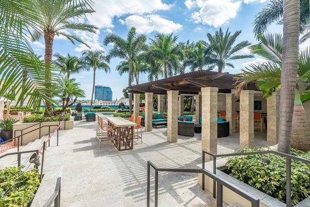 Fabulous secure 1/1 in top building with unbelievable amenities close to everything. Hurricane windows, huge walk-in closet, big balcony, same floor parking, resort-style, pool, summer kitchen, hot tub, community room with billiards, full-time security and building management, everything you could possibly want in a top-notch rental. Walk across the street from brand-new Rosemary Square, to renovated theater showing touring Broadway shows and music, easy ride or run to the beach. Palm Beach shopping and lifestyle easy across the bridge. Covered parking, bragging rights to live in one of the best buildings in downtown West Palm Beach. Grab this fast!