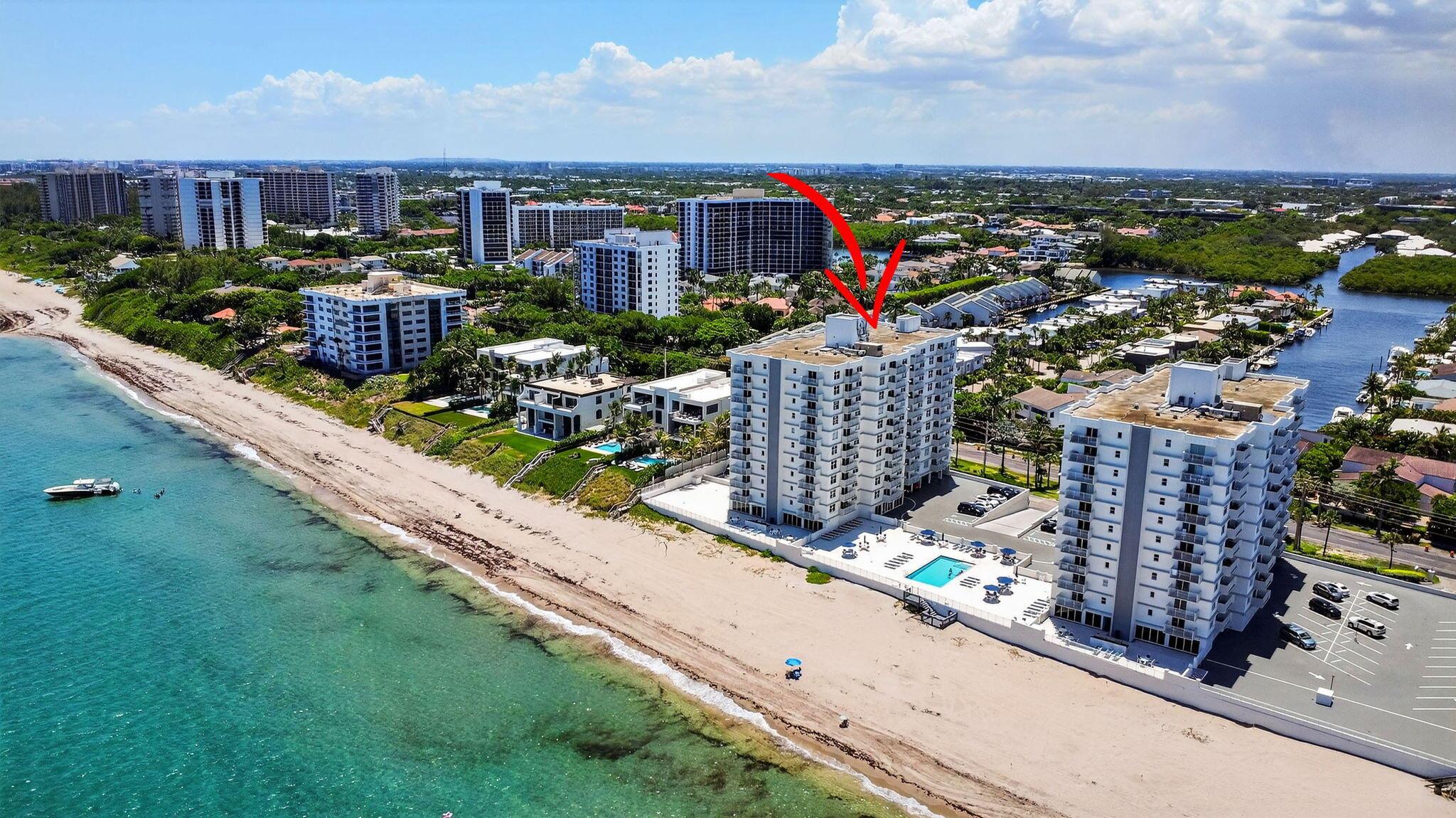 Sparkling ocean or intracoastal from most every room! Live directly on the sand at 45 Ocean nestled among oceanfront mansions and turquoise waterways. This updated 2 bed/2bath condo has southern exposure allowing plenty of natural sunlight. Corner unit with two balconies! THIS IS THE ONE YOU HAVE BEEN WAITING FOR! Enjoy newly completed concrete restoration, stunning new oceanfront deck, pool and barbeques, great for entertaining! Walk with morning coffee in hand with just steps to the ocean. Enjoy shopping, restaurants and nightlife with Boca Raton and Delray Beach. WATCH THE SUNRISE AND SUNSET! Live in Highland Beach, Florida's best kept secret! All sizes deemed accurate but not to be relied upon. ***INVESTORS WELCOME-NO WAITING PERIOD TO LEASE***FURNITURE NEGOTIABLE