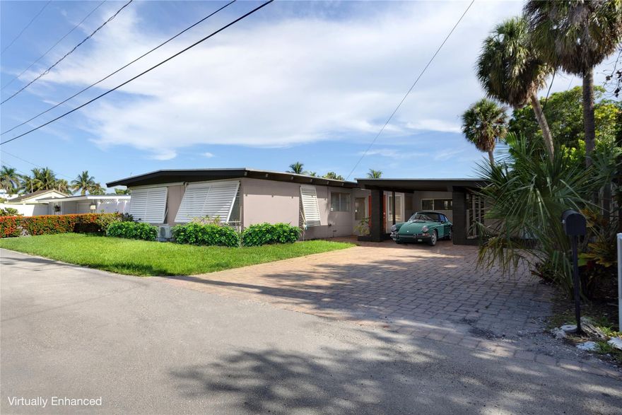 Mid-Century Modern-inspired ranch ( Circa 1953) sited on 70 +/- ft of deepwater on a quiet lane of only 16 waterfront residences just off South Ocean Blvd with a private keyed beach/parking access. Restore or build your new dream home with Ocean Home Builders. Sold “As Is” condition . Note: Tenant occupied -Shown by appt only with 24 hour notice.